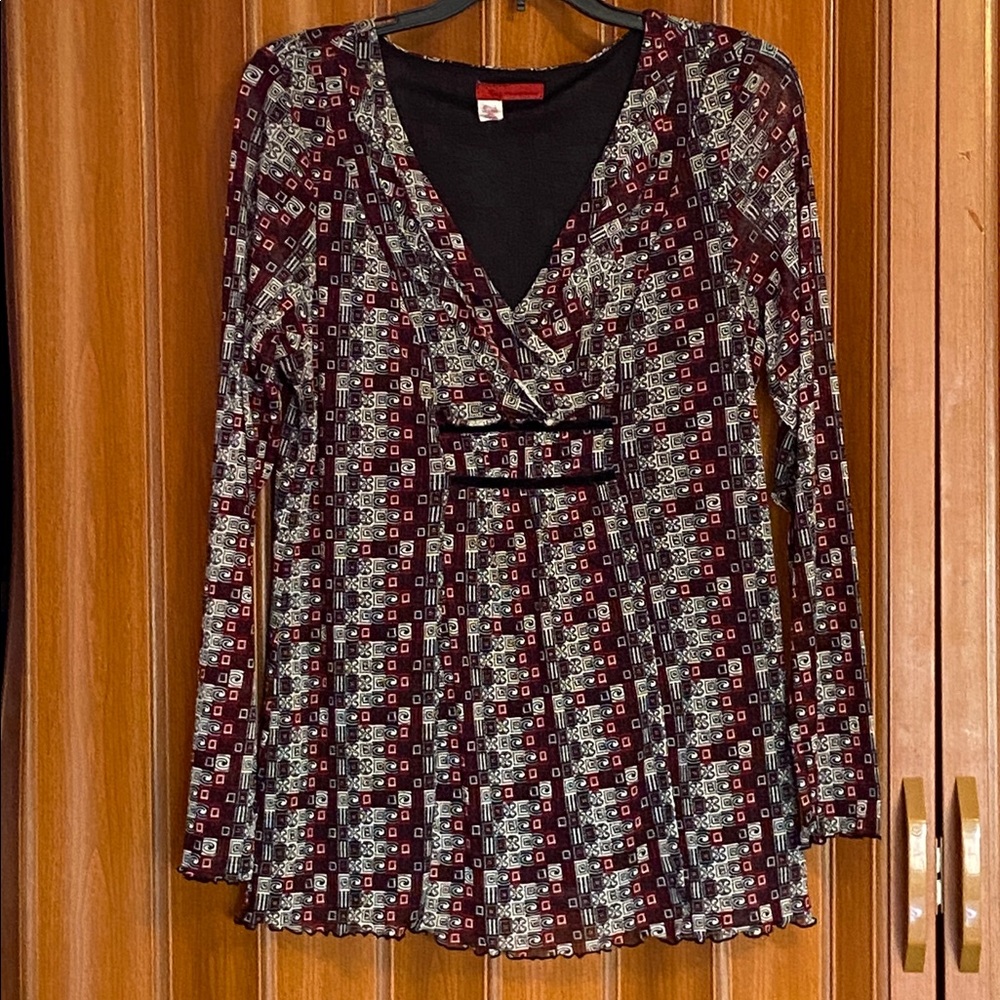 Tapemeasure Patterned Long Sleeve Top Size L